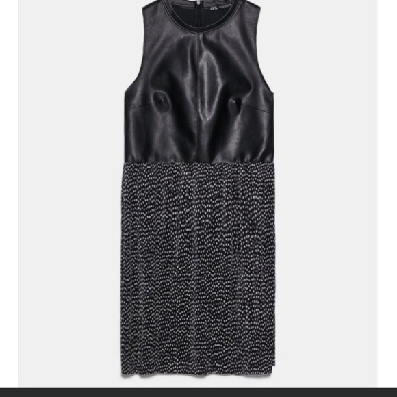 NWT Zara faux leather contrast sleeveless dress - Picture 6 of 12